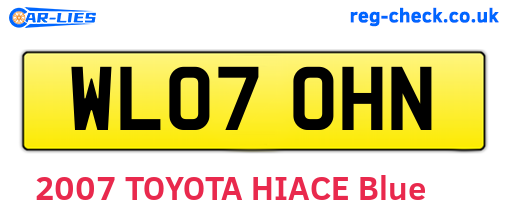 WL07OHN are the vehicle registration plates.