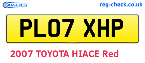PL07XHP are the vehicle registration plates.