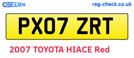 PX07ZRT are the vehicle registration plates.