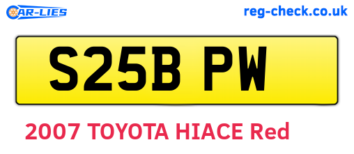 S25BPW are the vehicle registration plates.