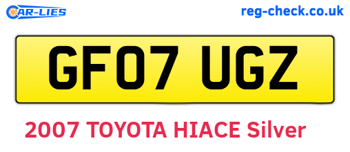 GF07UGZ are the vehicle registration plates.
