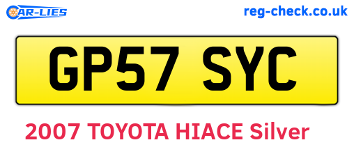 GP57SYC are the vehicle registration plates.