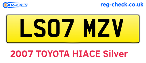LS07MZV are the vehicle registration plates.