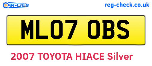 ML07OBS are the vehicle registration plates.