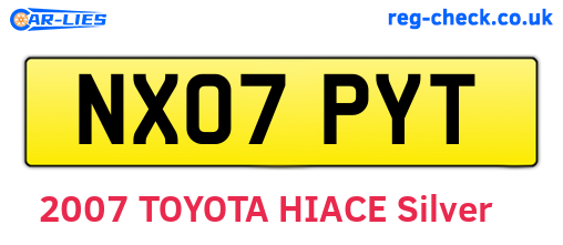 NX07PYT are the vehicle registration plates.