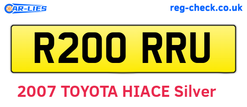 R200RRU are the vehicle registration plates.