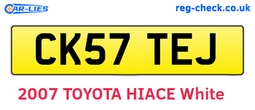 CK57TEJ are the vehicle registration plates.