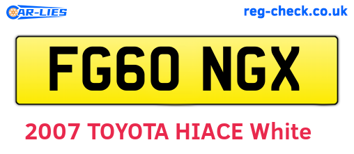 FG60NGX are the vehicle registration plates.