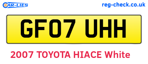 GF07UHH are the vehicle registration plates.