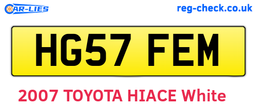HG57FEM are the vehicle registration plates.