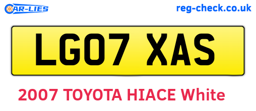 LG07XAS are the vehicle registration plates.