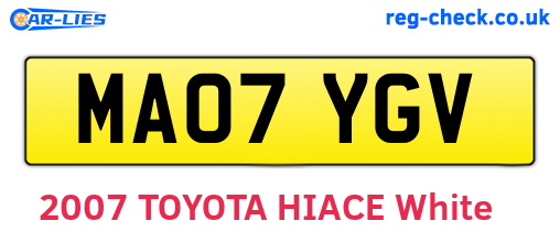 MA07YGV are the vehicle registration plates.