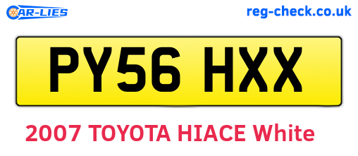 PY56HXX are the vehicle registration plates.