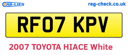 RF07KPV are the vehicle registration plates.
