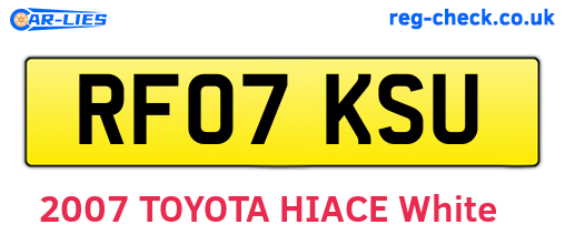 RF07KSU are the vehicle registration plates.