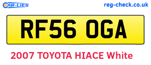 RF56OGA are the vehicle registration plates.