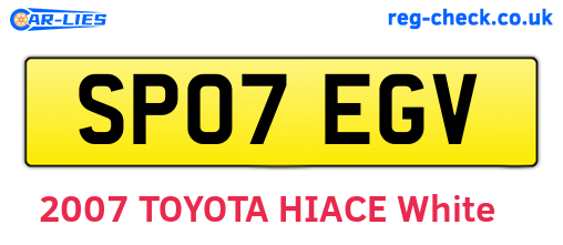 SP07EGV are the vehicle registration plates.