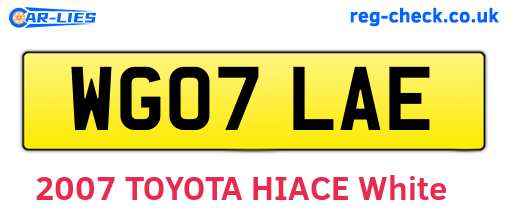 WG07LAE are the vehicle registration plates.