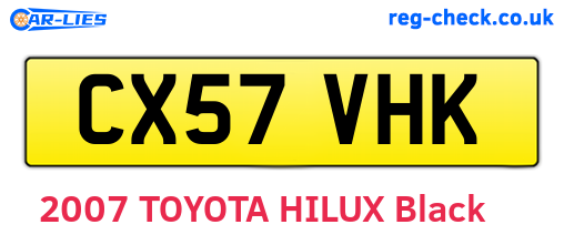 CX57VHK are the vehicle registration plates.
