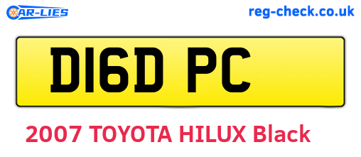 D16DPC are the vehicle registration plates.