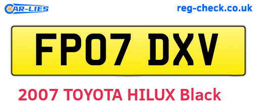 FP07DXV are the vehicle registration plates.