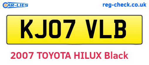 KJ07VLB are the vehicle registration plates.