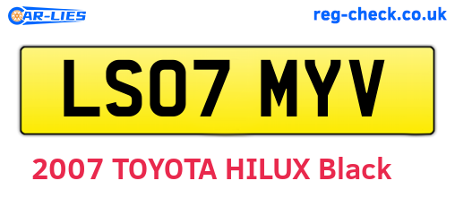 LS07MYV are the vehicle registration plates.