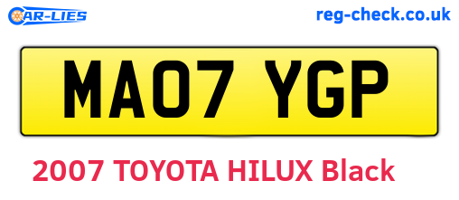 MA07YGP are the vehicle registration plates.