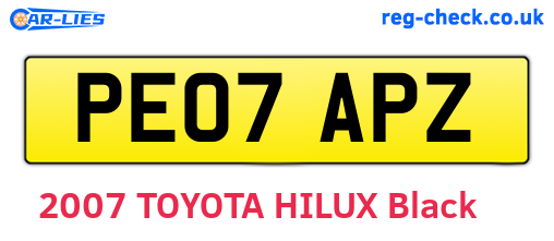PE07APZ are the vehicle registration plates.