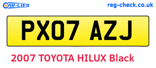 PX07AZJ are the vehicle registration plates.