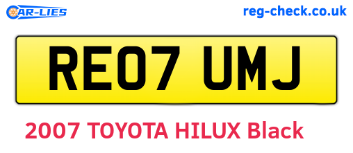 RE07UMJ are the vehicle registration plates.