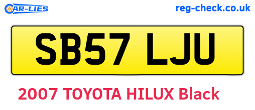 SB57LJU are the vehicle registration plates.