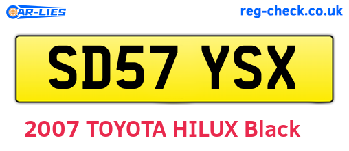 SD57YSX are the vehicle registration plates.