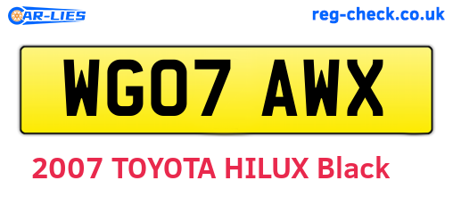 WG07AWX are the vehicle registration plates.