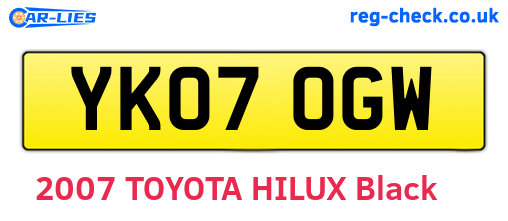 YK07OGW are the vehicle registration plates.