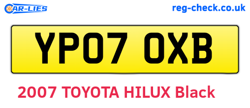 YP07OXB are the vehicle registration plates.