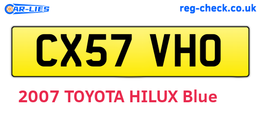 CX57VHO are the vehicle registration plates.