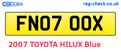 FN07OOX are the vehicle registration plates.