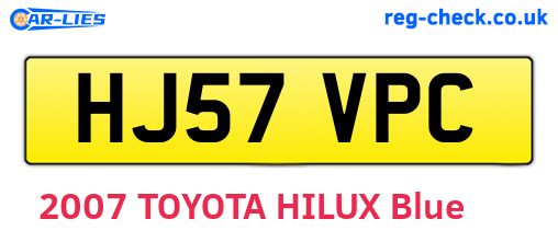 HJ57VPC are the vehicle registration plates.