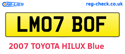 LM07BOF are the vehicle registration plates.