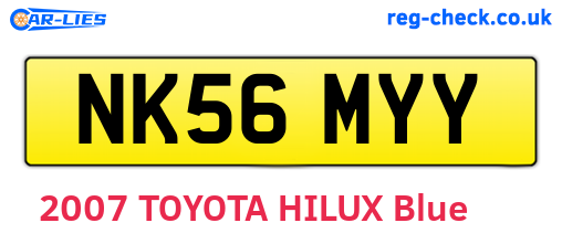 NK56MYY are the vehicle registration plates.