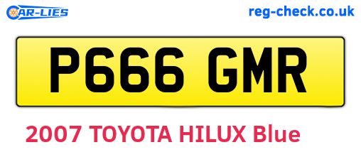 P666GMR are the vehicle registration plates.