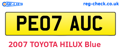 PE07AUC are the vehicle registration plates.