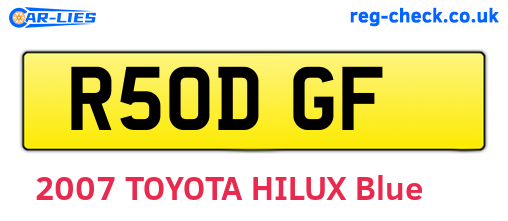 R50DGF are the vehicle registration plates.