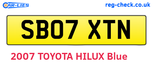 SB07XTN are the vehicle registration plates.