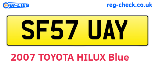 SF57UAY are the vehicle registration plates.