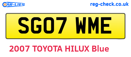 SG07WME are the vehicle registration plates.
