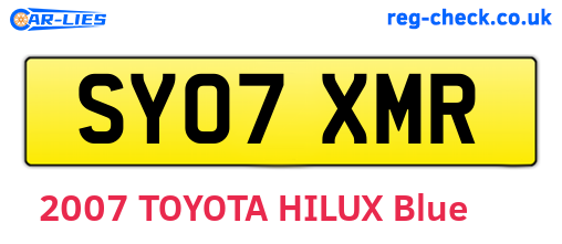 SY07XMR are the vehicle registration plates.