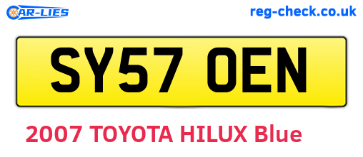 SY57OEN are the vehicle registration plates.