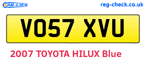 VO57XVU are the vehicle registration plates.